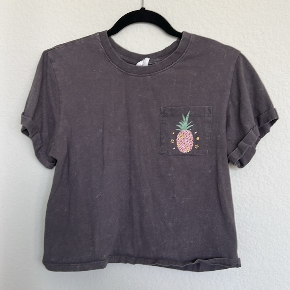 Electric Pink Grey Pineapple Crop Top